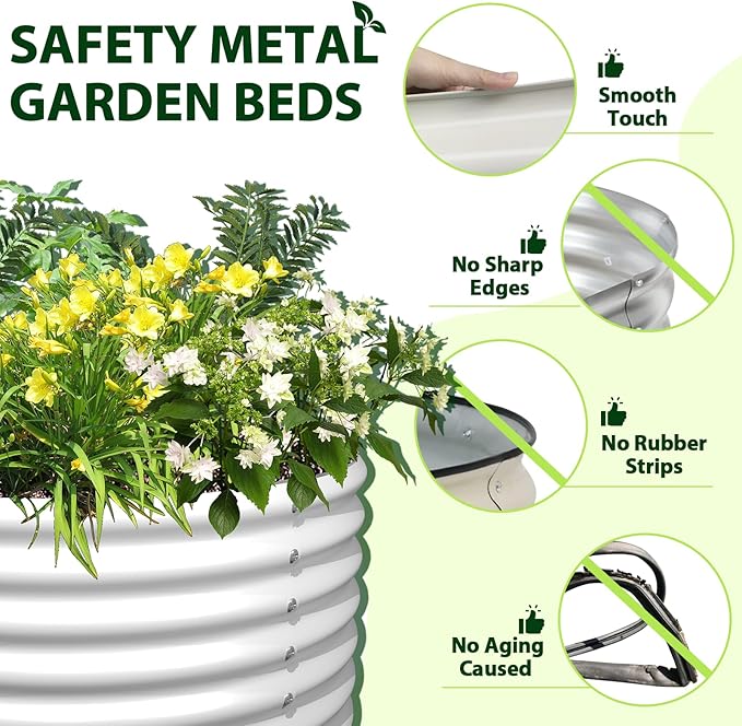 A ANLEOLIFE 6X2X1.5 ft Galvanized Raised Garden Beds Outdoor, Oval Round Metal - Image 3