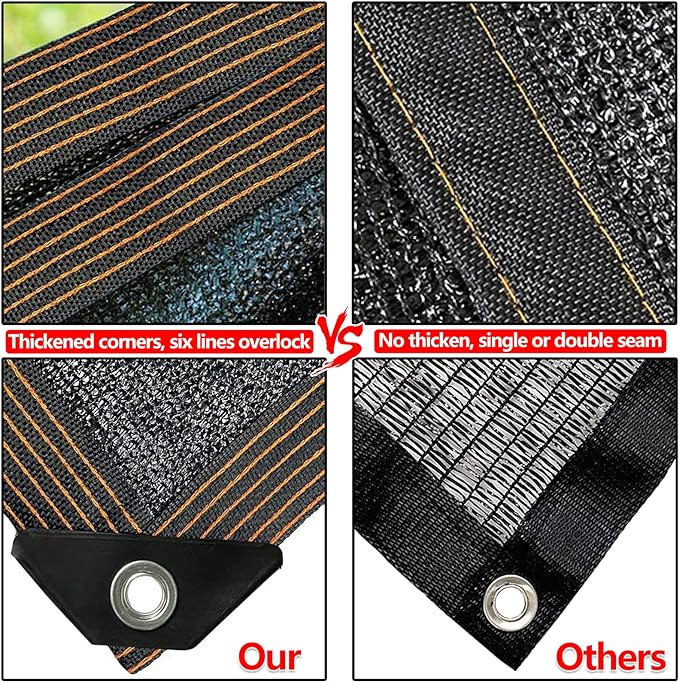 QLOFEI 18x18 FT Shade Cloth for Garden, 80-90% Sunblock Neting Cover - Image 5