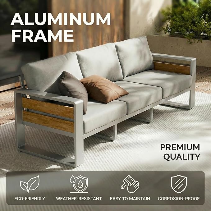 ZANDOR Outdoor Patio Conversation Sets, 4-Piece Aluminum Metal Outside - Image 8