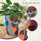Abstract Face Planter Pots for Plants, Hand-Painted Colorful Flower Pots - Image 3