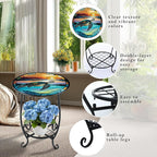 Outdoor Side Table Round Small Mosaic Patio Accent Indoor End Plant Coffee Tea - Image 4