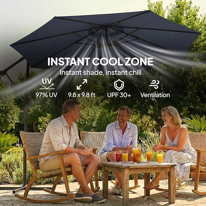 Outsunny 10 ft Offset Patio Umbrella - Image 3