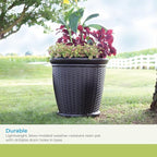 Suncast 18" Resin Indoor/Outdoor Wicker Planter, Made in the USA - Image 4