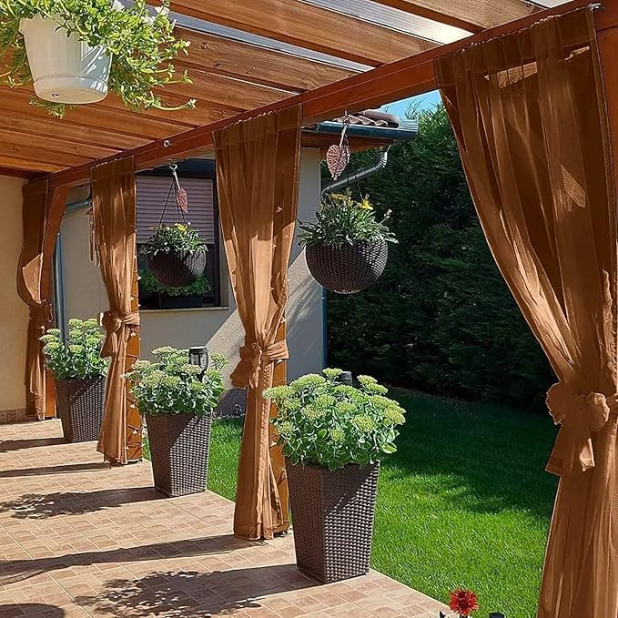 SpaceDresser Waterproof Outdoor Sheer Curtains - Image 4