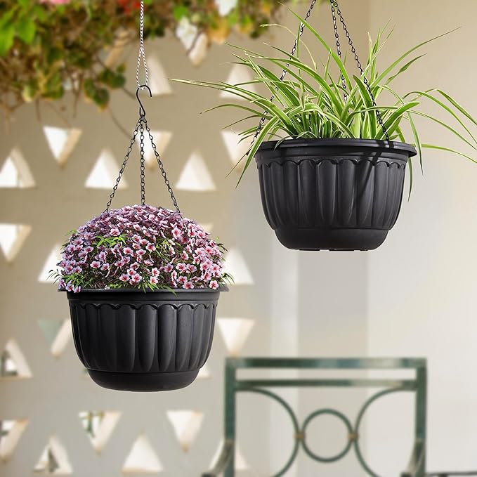 YIKUSH Planters for Outdoor Plants 2 Pack Black Plant Pots - Image 4