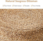 Wimarsbon Ottoman Foot Rest Stool Round Natural Seagrass Foot Stool Hand-Woven - Image 5