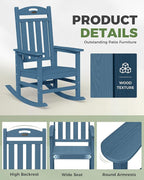 Oversized Outdoor Rocking Chairs Set of 4, High Back Porch Rocking Chair - Image 6