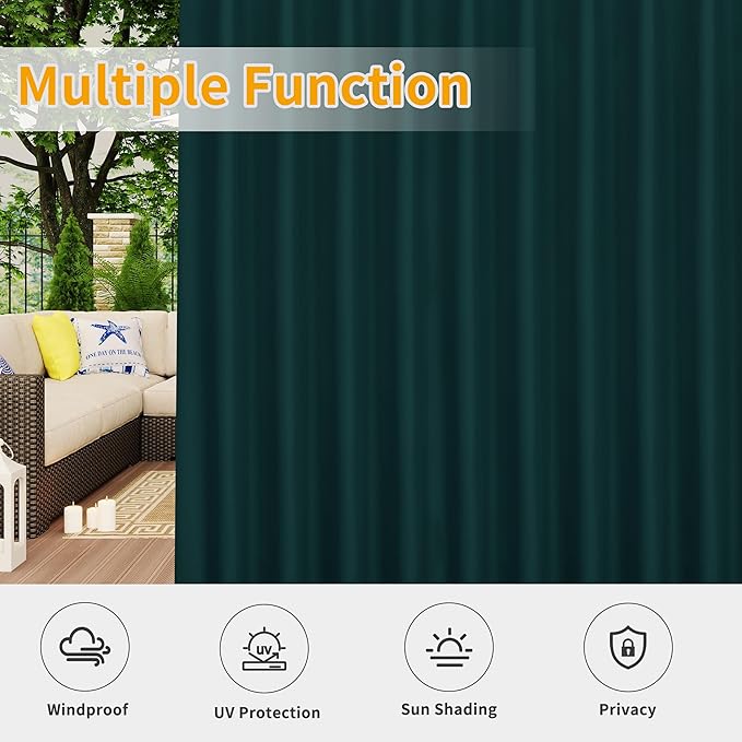 Easy-Going Outdoor Patio Curtains Detachable Tab Top Windproof Weatherproof - Image 5