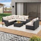 8 Pieces Patio Furniture Set All-Weather Outdoor Wicker Sectional Conversation - Image 8