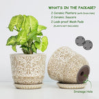 Gepege 6 Inch White Ceramic Planter, Plant Pot - Image 3