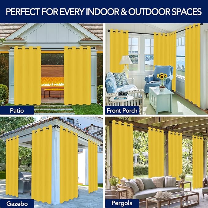 PureFit Outdoor Curtains for Patio Waterproof Weatherproof, UV Resistant - Image 5