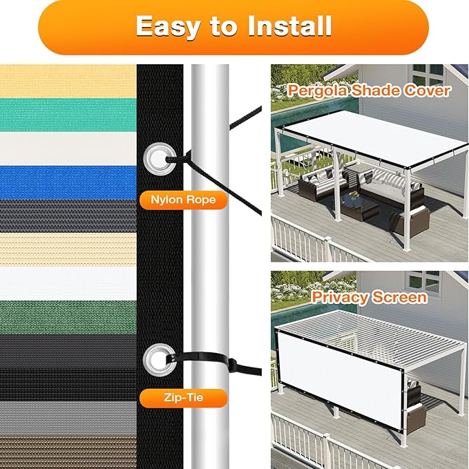 Artpuch Outdoor Pergola Shade Cover 6' X 8' Sun Shade Cloth - Image 5