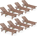 SERWALL Outdoor Chaise Lounge Set of 8, HDPE Pool Lounge Chairs by SERWALL