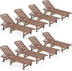 SERWALL Outdoor Chaise Lounge Set of 8, HDPE Pool Lounge Chairs by SERWALL