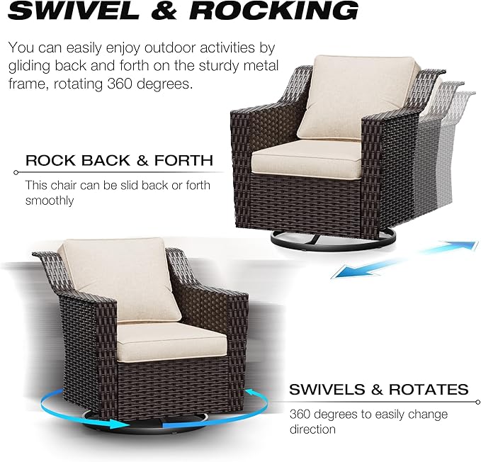 Joyside Wicker Patio Furniture Sets, 4 Pieces Upgraded Large Size Outdoor - Image 3