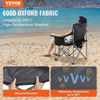 VEVOR Oversized Camping Folding Chair, Portable Heavy Duty Outdoor Quad Lumbar - Image 4