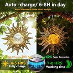 2 Pack Garden Decor Hanging Lanterns Outdoor Waterproof, Solar Lights Metal Sun - Image 4