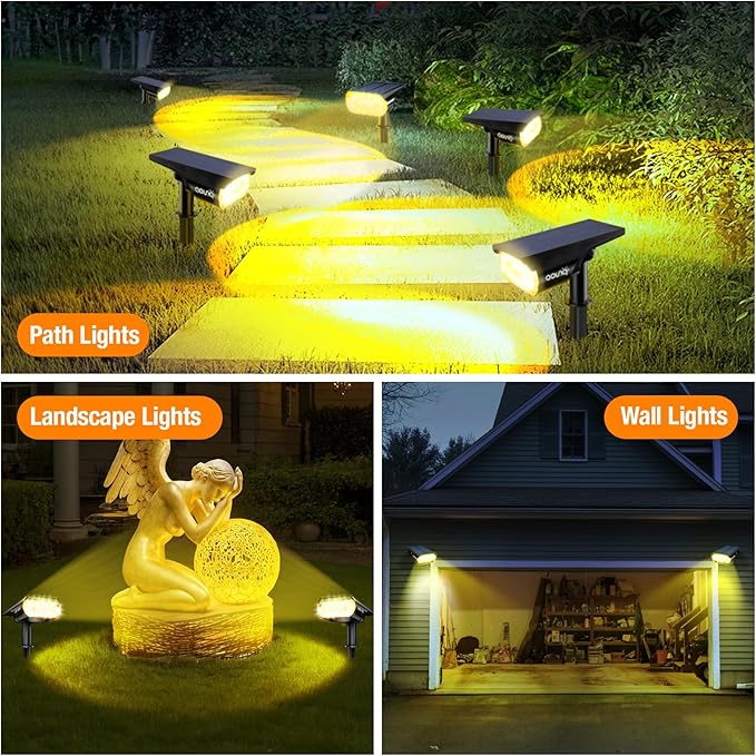 2 Pack Solar Spot Lights Outdoor 1000 Lumens, 64 LEDs IP67 Waterproof Landscape - Image 6