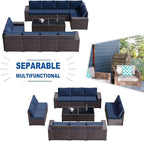 Kullavik 12 Pieces Outdoor Patio Furniture Set PE Wicker Rattan Sectional Sofa - Image 4