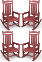 KINGYES HDPE Outdoor Rocking Chair Set of 4, All-Weather Poly Patio Rocking by KINGYES