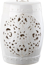 Safavieh Flora Glazed Ceramic Decorative Garden Stool, Antique White by SAFAVIEH