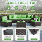 LEVELEVE 7 Pieces Outdoor Patio Furniture Sets, Rattan Conversation Sectional - Image 5