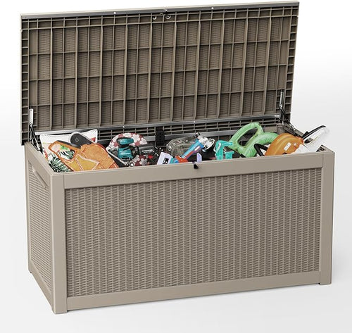 310 Gallon Lockable Outdoor Storage Box – Waterproof Resin Deck Box by Unknown