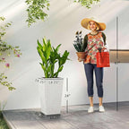 Outsunny Tall Planters for Outdoor Plants Set of 3, 24 in Taper Planters - Image 3