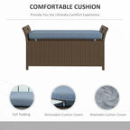 Outsunny 29 Gallon Patio Wicker Storage Bench, Outdoor PE Rattan Patio Furniture - Image 5