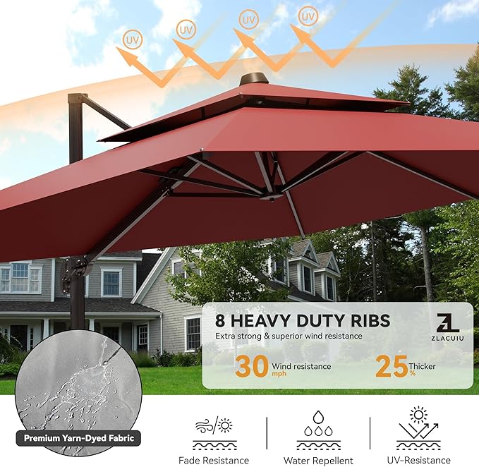 9x12FT Cantilever Patio Umbrella - Image 4