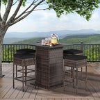 Tangkula 5 Piece Outdoor Rattan Bar Set, Patio Bar Furniture - Image 3