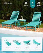 SERWALL Outdoor Chaise Lounge Set of 6, HDPE Pool Lounge Chair - Image 9