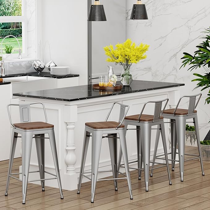 Yongchuang 24 inch Barstools Set of 4 Counter Height Bar Stools Farmhouse - Image 2