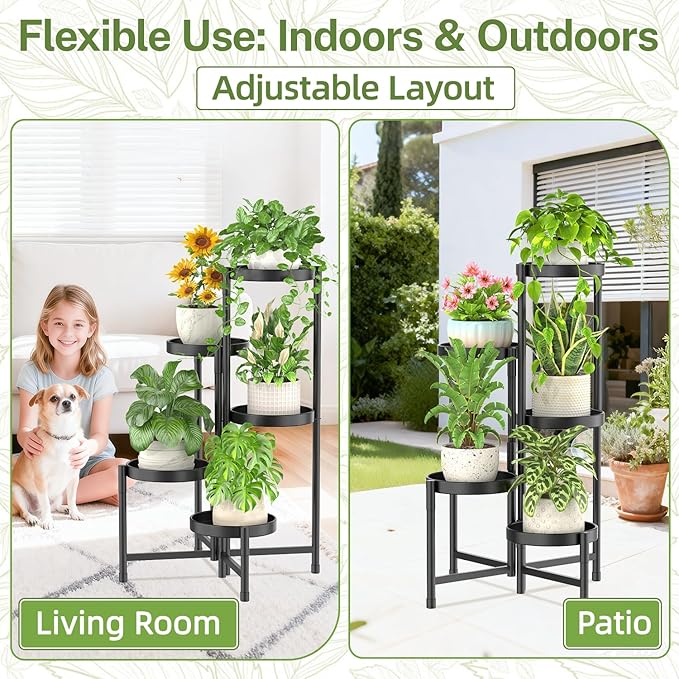 iDavosic.ly Plant Stand Indoor Outdoor, 5 Tier Corner Metal Flower Display - Image 6