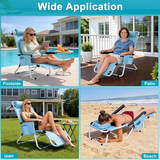 ABORON Tanning Chair with Face Hole, 5-Position Adjustable Reclining Beach - Image 5