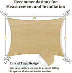 Shade&Beyond 8'x10' Sun Shade Sails Canopy Rectangle Sand 185GSM Shade Sail - Image 5