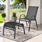 ONBRILL Outdoor Ottoman Foot Rest Set of 2, Textilene Fabric Outdoor Footstool - Image 2