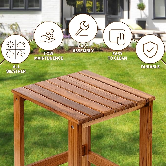 Utoplike Teak Outdoor Side Table - Image 8