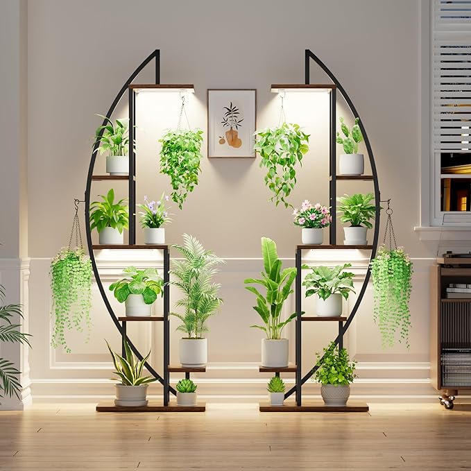 Plant Stand Indoor with Grow Lights, 6 Tiered Tall Plant Shelf, Half-Moon Plant - Image 2