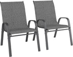 Patio Chairs Set of 2, Outdoor Dining Chairs Stackable - Image 7