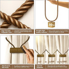 Hion Magnetic Curtain Tiebacks Dark Brown 6 Pack, Curtain Tiebacks Buckles - Image 3