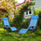Nazhura Set of 2 Relaxing Recliners Patio Chairs Adjustable Steel Mesh Zero - Image 2
