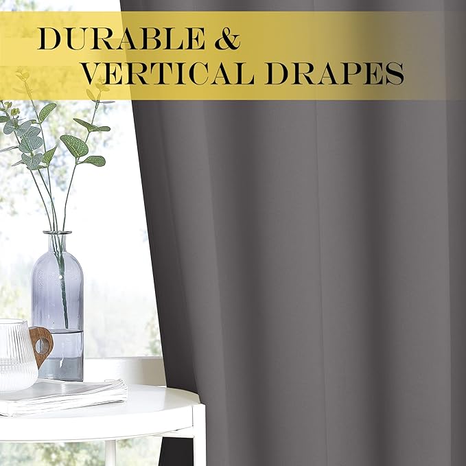 NICETOWN Grey Blackout Curtain 54 inches Long, Grommet Room Darkening Thermal - Image 5