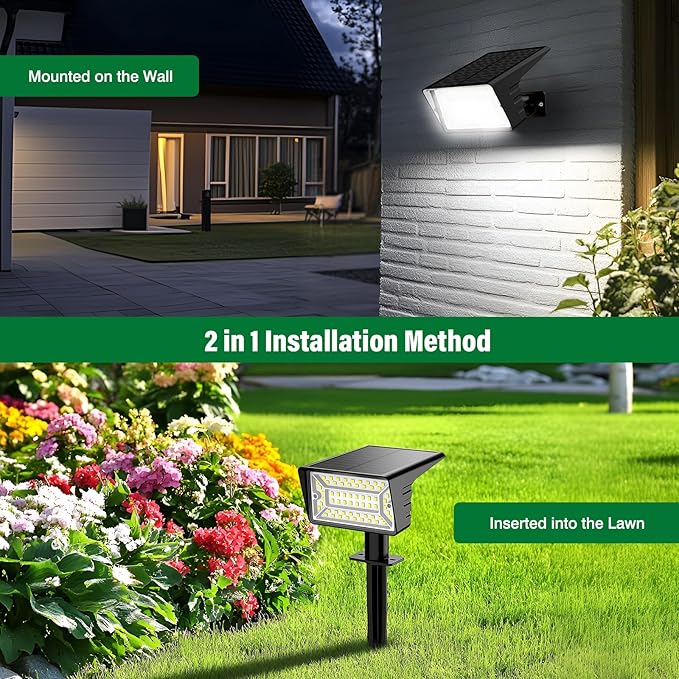 Solar Spot Lights Outdoor with 60 LED & Auto On/Off, 2 Pack Solar Lights - Image 6