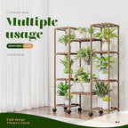 Plant Stand with Wheels Outdoor Indoor Hanging Plant Shelf - Image 2