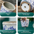 Vintage Ceramic Planter with Drainage Hole, Plastic Tray & Mesh, 5.5 Inch - Image 5