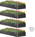 YITAHOME 4pcs 12x4x1 ft Galvanized Raised Garden Bed Kit, Large Metal Planter by YITAHOME