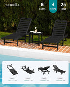 SERWALL Outdoor Chaise Lounge Set of 8, HDPE Pool Lounge Chairs - Image 9