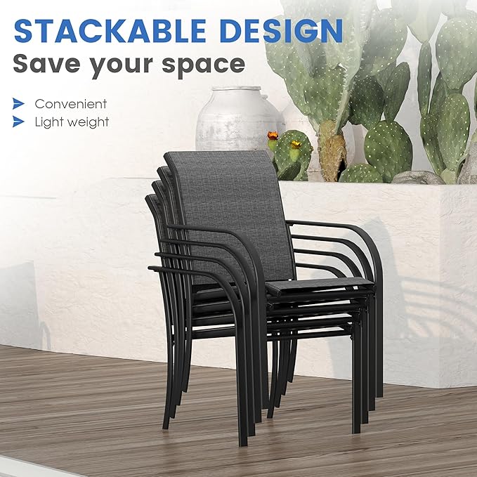 VICLLAX Patio Dining Set for 4, Alll Weather Metal Outdoor Furniture Set - Image 5