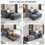 HANXIN 62" Chaise Lounge Chair Indoor, Oversized Corduroy Boneless Convertible - Image 4